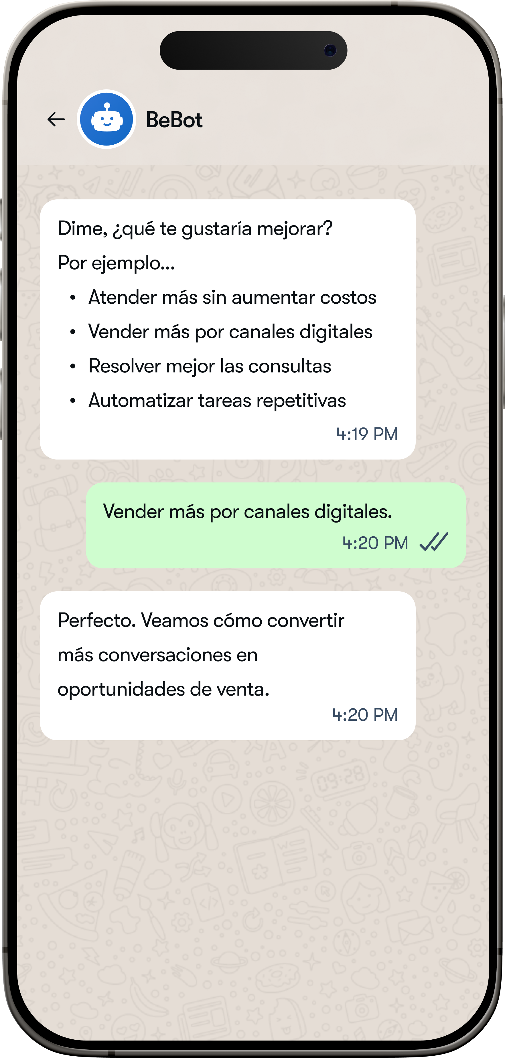 Ejemplo de un chatbot con IA en diseño conversacional