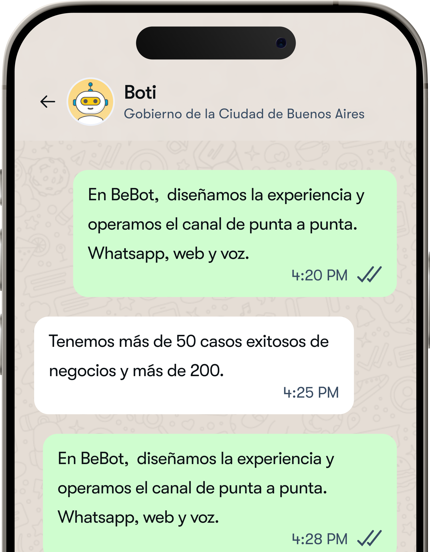Vista de la experiencia conversacional